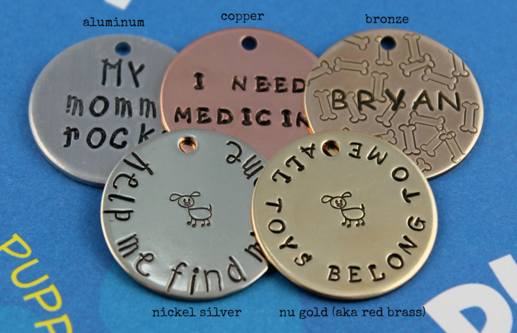 Customized Hand Stamped Pet Tag with Bone - Metal Samples