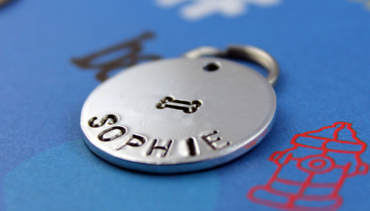 Customized Hand Stamped Pet Tag with Bone