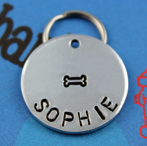 Customized Hand Stamped Pet Tag with Bone