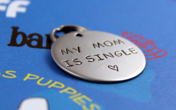 Customized Hand Stamped dog Tag - My Mom is Single