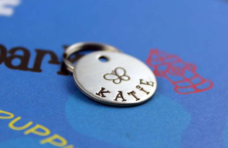 Small customized pet tag.