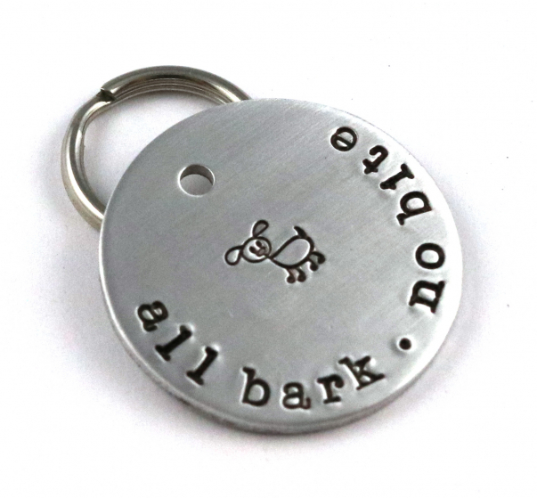 All Bark No Bite Custom Metal Pet Tag - Unique Funny Pet ID