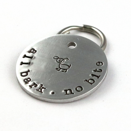 All Bark No Bite Custom Metal Pet Tag - Unique Funny Pet ID