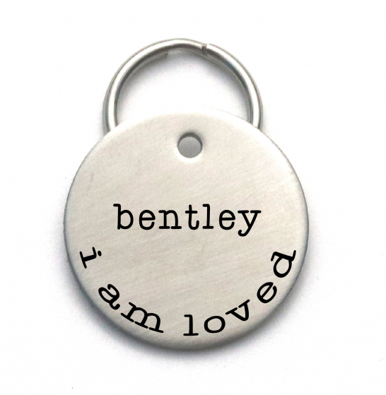 I Am Loved - Custom Handmade Pet Name Tag - Engraved Stainless Steel - Simple